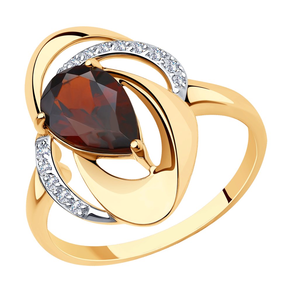 

Кольцо из красного золота с фианитом/гранатом р. 18 Diamant 51-310-00938-1, 51-310-00938-1
