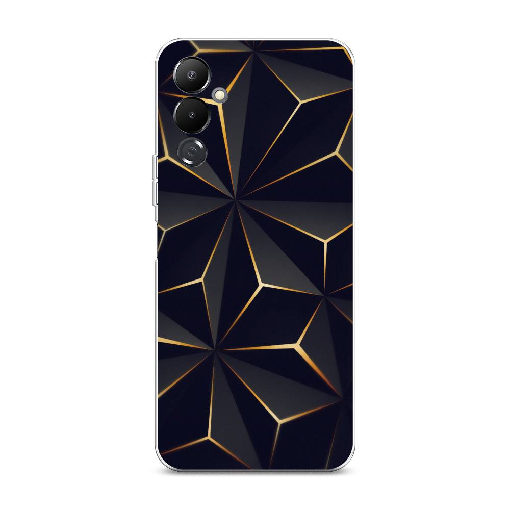 

Чехол на Tecno Pova 4 "Черные полигоны", Золотистый;черный, 302550-3