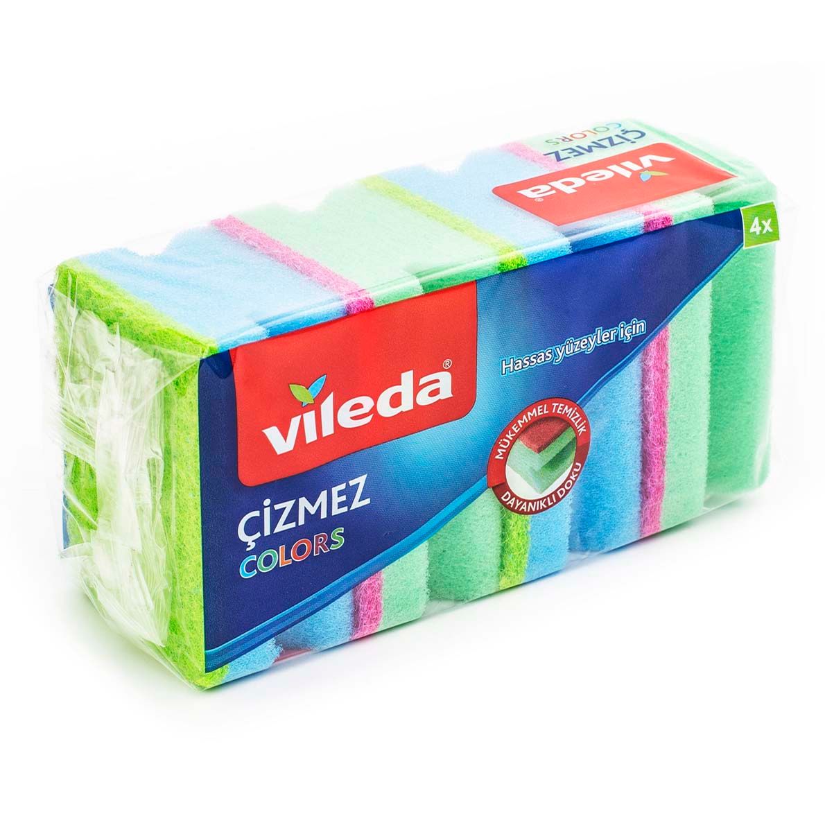 

Губки Vileda Colors для посуды поролон абразивный слой 4 шт, Разноцветный