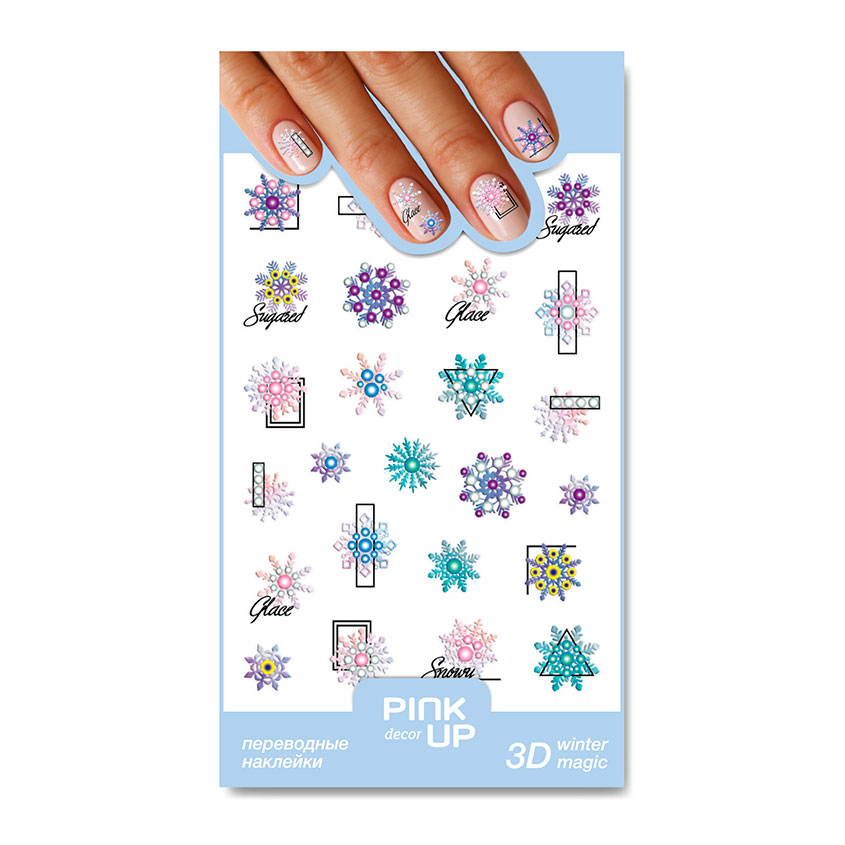 

Наклейки для ногтей Pink Up Decor 3D переводные, 36, 3 г
