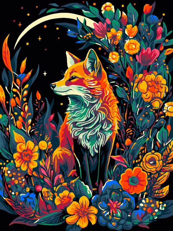 

Картина по номерам на картоне Лиса в цветах 28,5х38 см, Кпн288