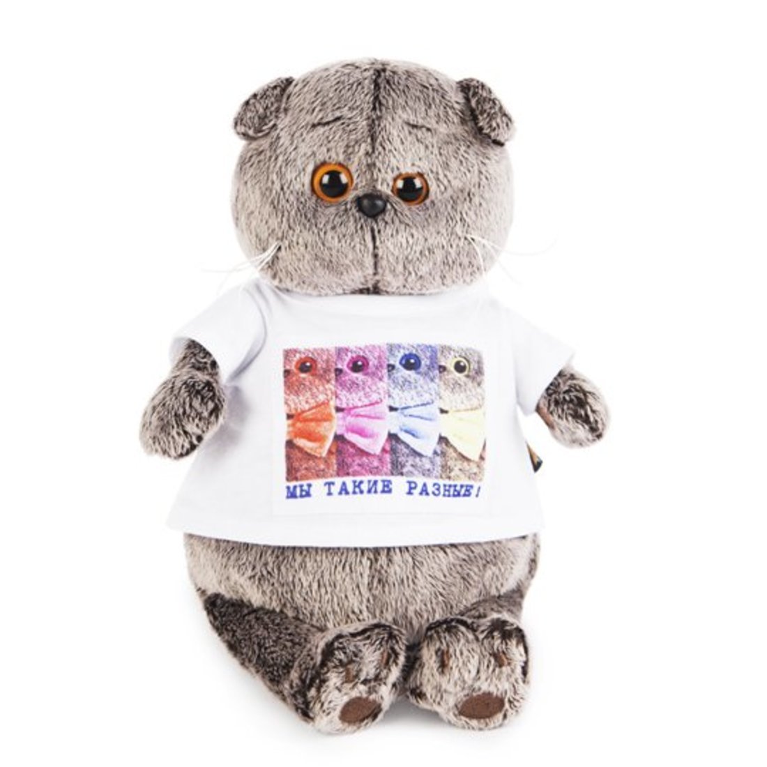 

Мягкая игрушка BUDI BASA Басик в футболке с принтом 25 см Ks25076, Серый, Ks25076