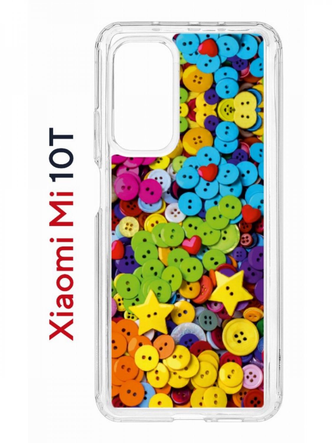 Чехол на Xiaomi Mi 10T/Mi 10T Pro Kruche Print Пуговки,противоударный бампер с принтом