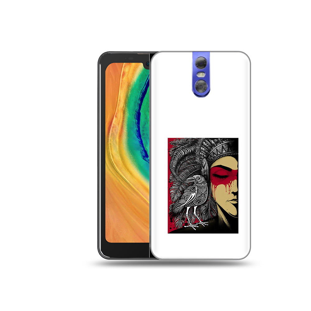 

Чехол MyPads Tocco для Doogee BL7000 девушка с вороном в абстракции, Прозрачный, Tocco