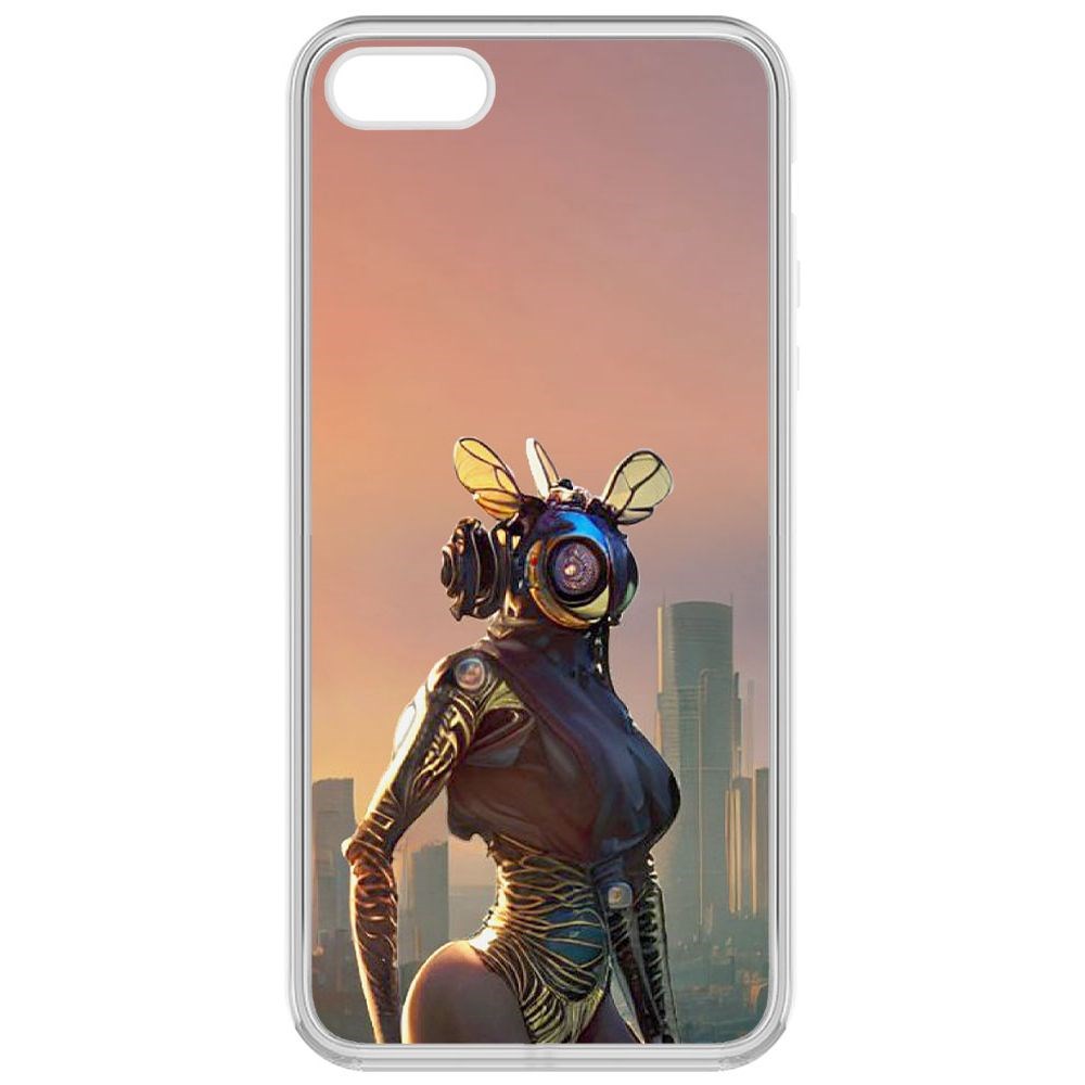

Чехол-накладка Krutoff Clear Case Женщина-киберпчела для iPhone 5S