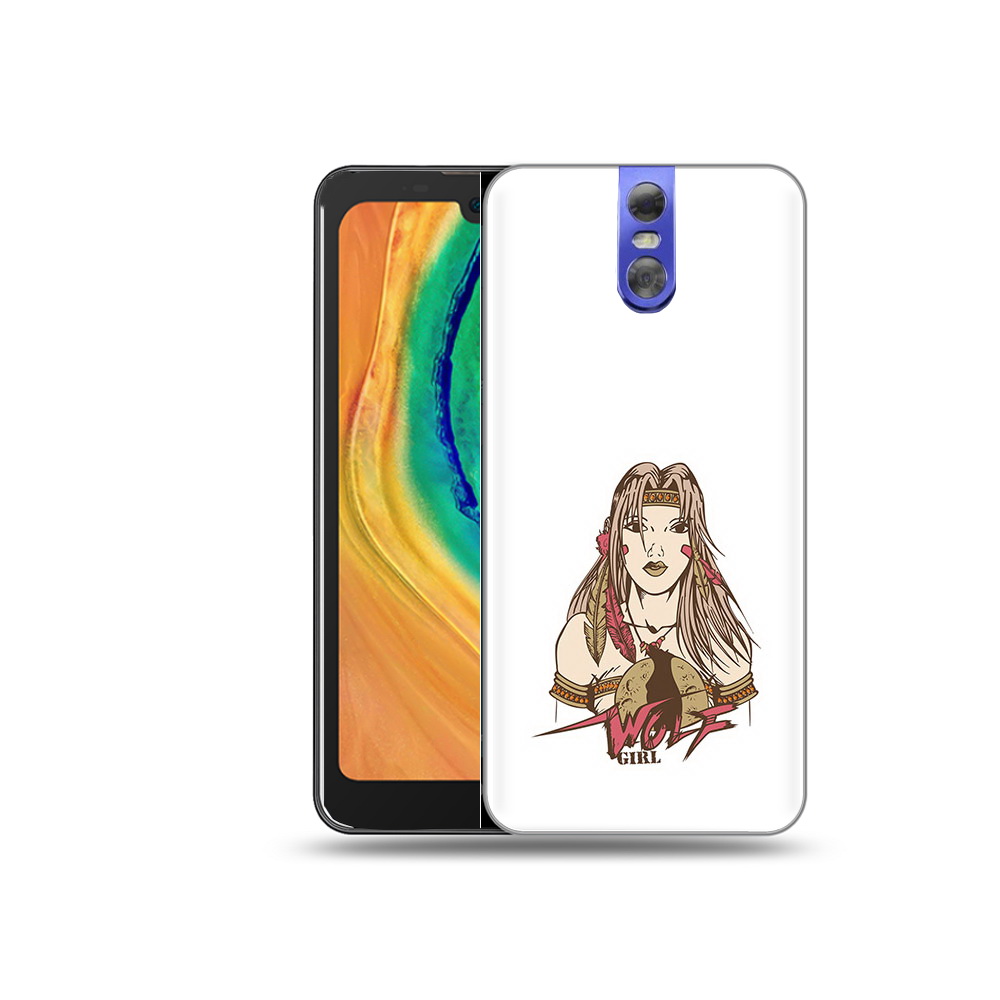 

Чехол MyPads Tocco для Doogee BL7000 девушка волк, Прозрачный, Tocco