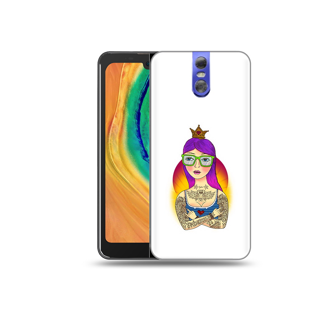 

Чехол MyPads Tocco для Doogee BL7000 девушка в татуировках с короной, Прозрачный, Tocco