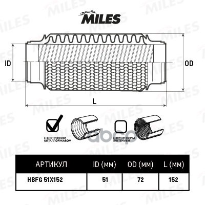 

Труба Гофрированная (Гофра) Кольцевым Плетением И Металлорукавом 51x152 Hbfg51x152 Miles а
