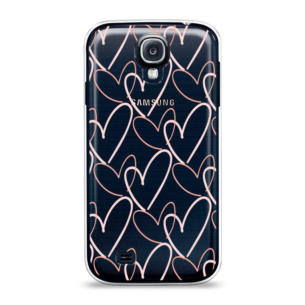 

Чехол на Samsung Galaxy S4 "Узор из сердечек", Розовый;бежевый, 23950-6