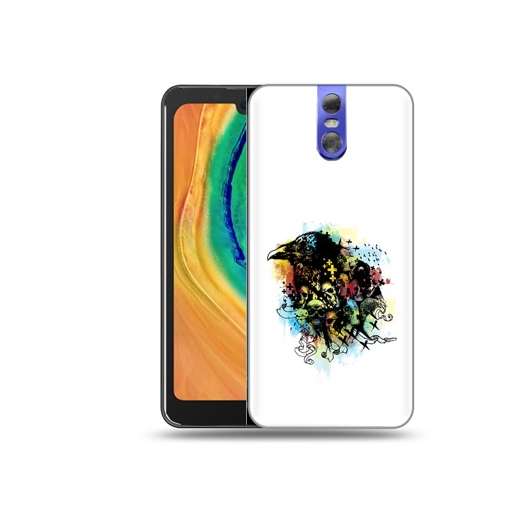 

Чехол MyPads Tocco для Doogee BL7000 ворон и черепа, Прозрачный, Tocco