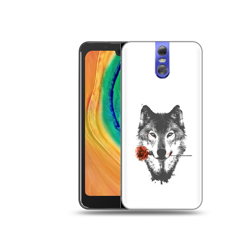 

Чехол MyPads Tocco для Doogee BL7000 волк с розой, Прозрачный, Tocco