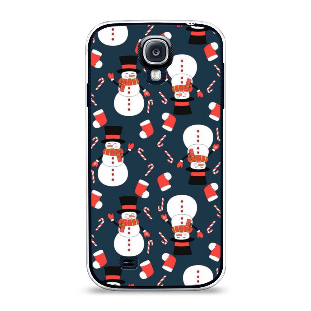 

Чехол на Samsung Galaxy S4 "Синие снеговики", Синий;белый;красный, 23950-5