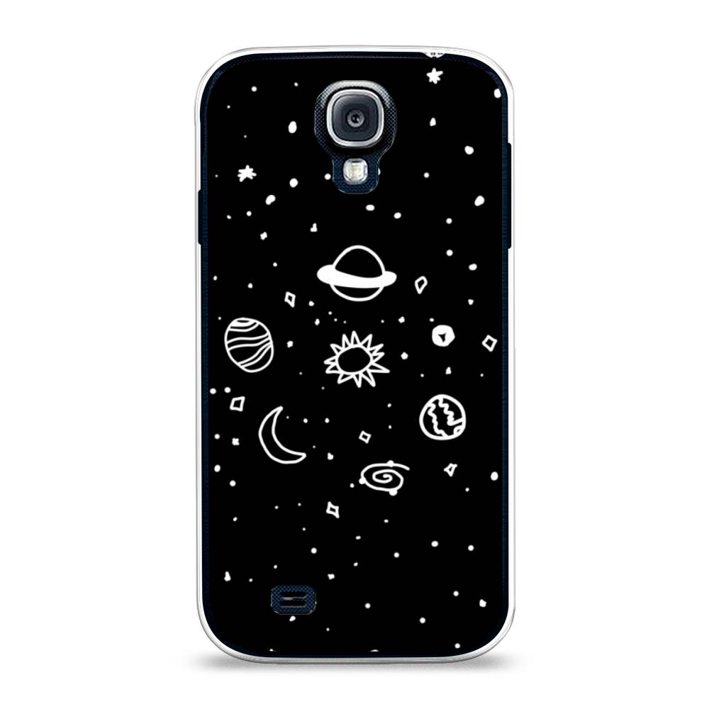 

Чехол на Samsung Galaxy S4 "Дудл солнечной системы", Бежевый;серый, 23950-2