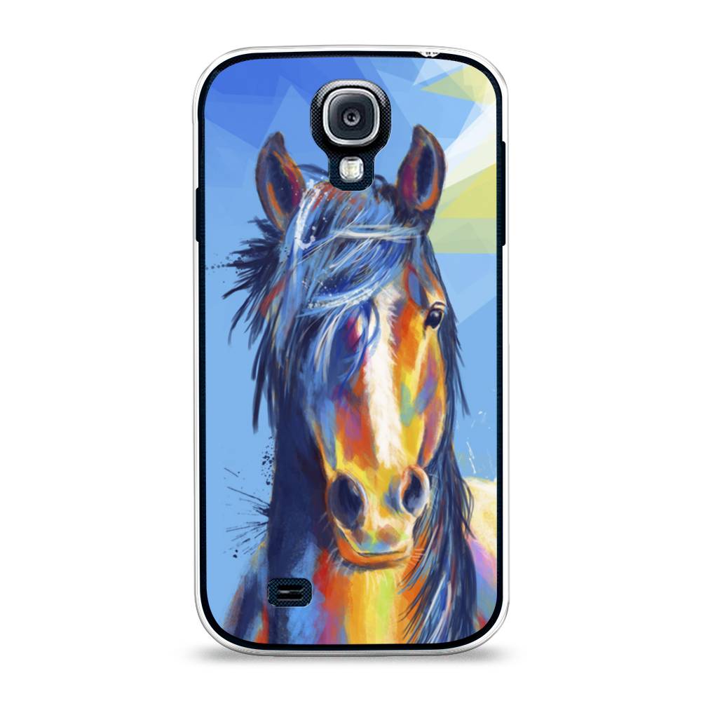

Чехол на Samsung Galaxy S4 "Лошадь арт 3", Голубой;желтый;синий, 23950-1
