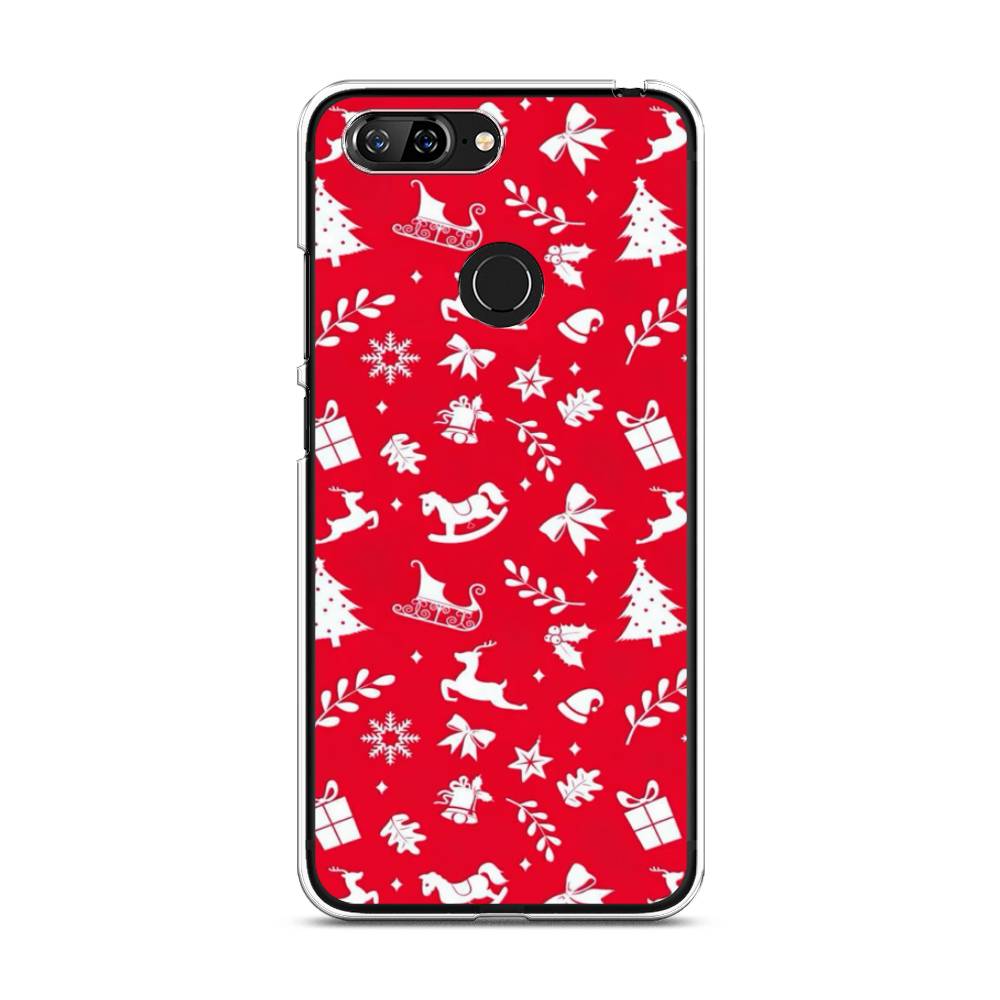 

Чехол для Lenovo S5 "Красный новогодний фон", Красный;белый, 112550-5
