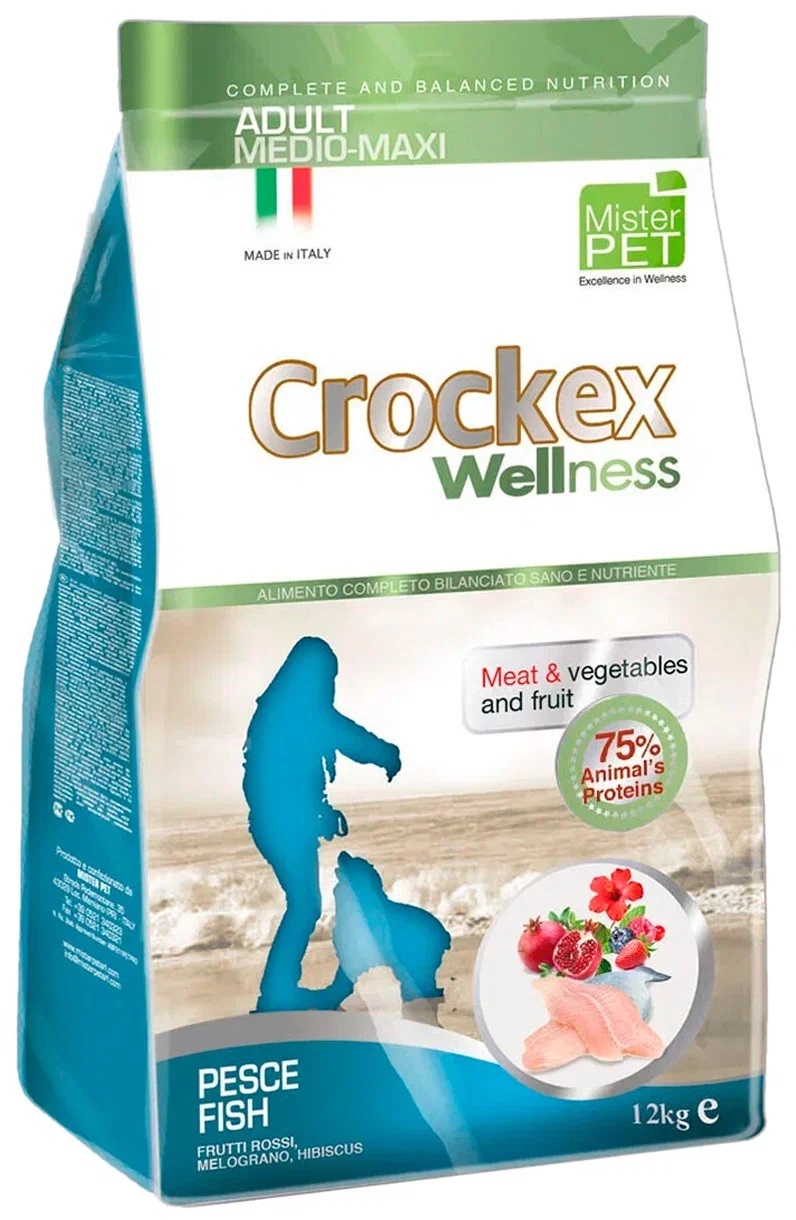 фото Сухой корм для собак crockex wellness adult medio-maxi, рыба, рис, 12кг