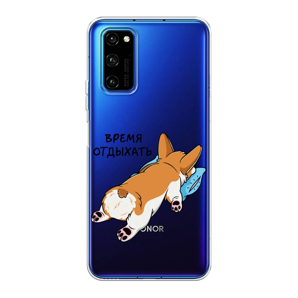 

Чехол на Huawei Honor V30 Pro "Корги отдыхает", Черный;коричневый;голубой, 611450-1