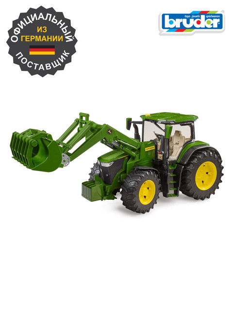 

Трактор John Deere с фронтальным погрузчиком, Зеленый, спецтехника трактор