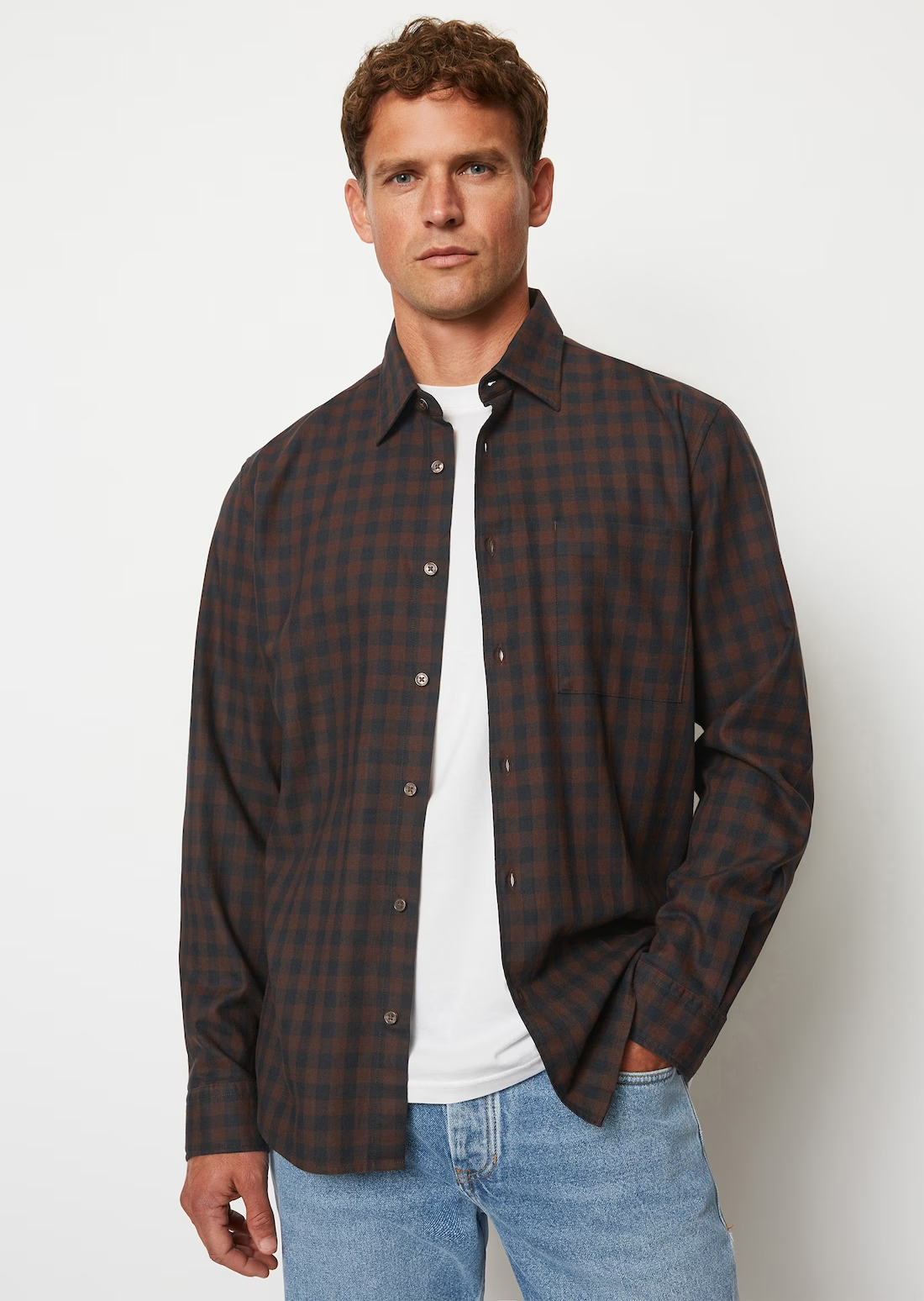 

Рубашка мужская Marc O’Polo M28722142090 коричневая 2XL, Коричневый, M28722142090