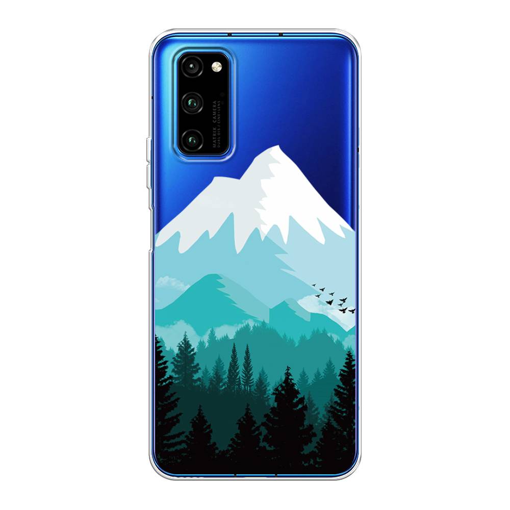 

Чехол на Huawei Honor V30 Pro "Синяя снежная гора", Белый;голубой, 611450-2