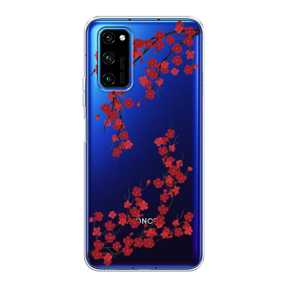 

Чехол на Huawei Honor V30 Pro "Красная сакура", Красный;черный, 611450-2