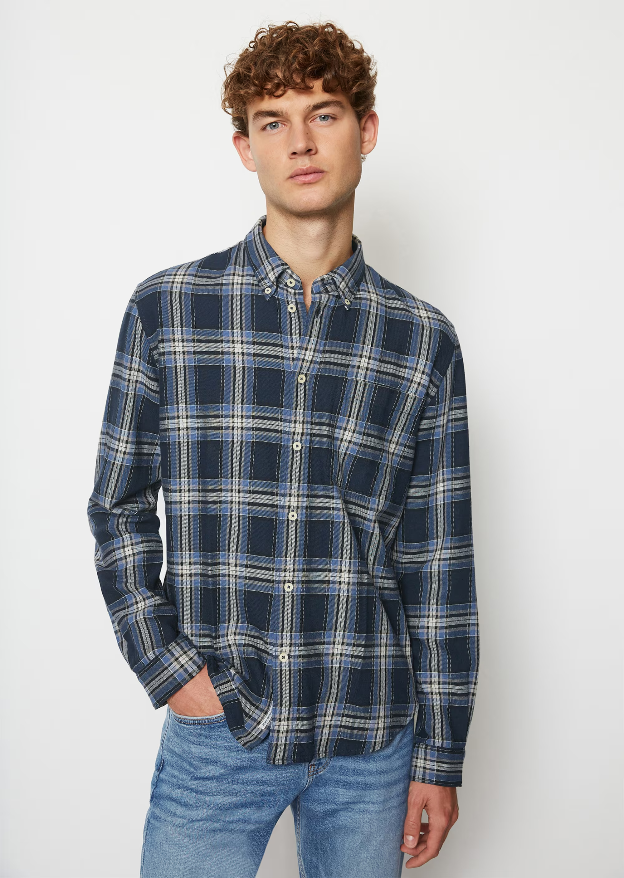 

Рубашка мужская Marc O’Polo 371101542248 синяя XL, Синий, 371101542248