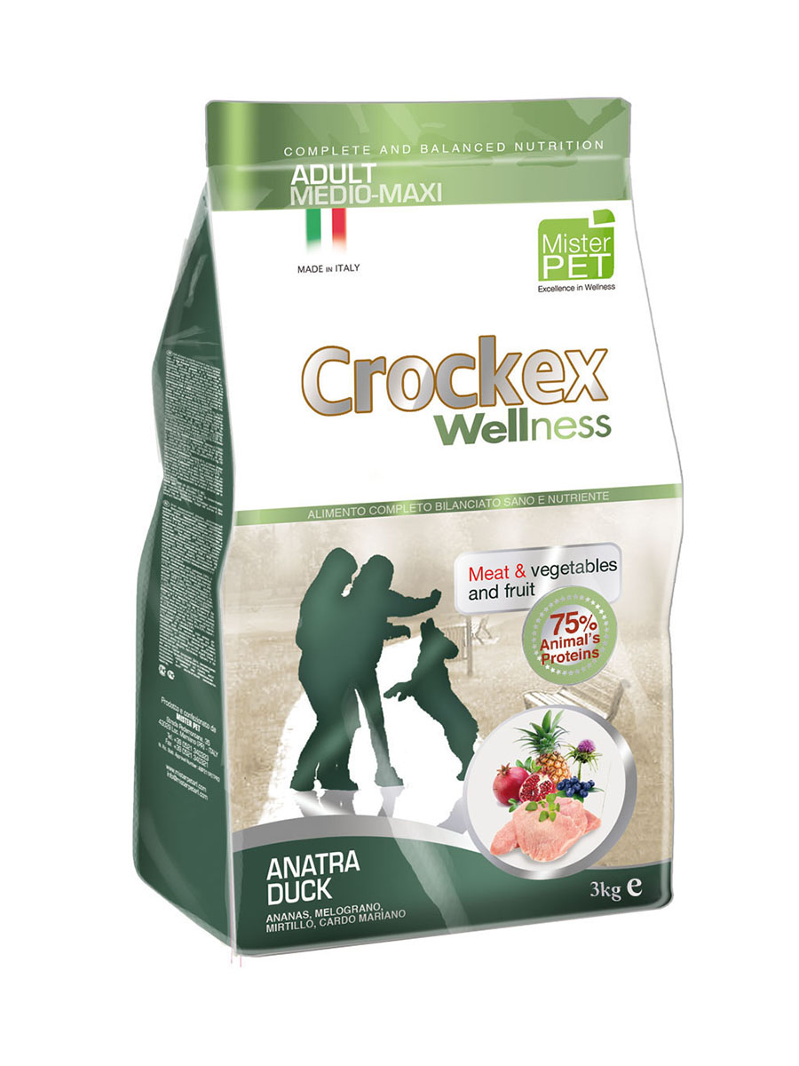 фото Сухой корм для собак crockex wellness adult medio-maxi, утка, рис, 3кг