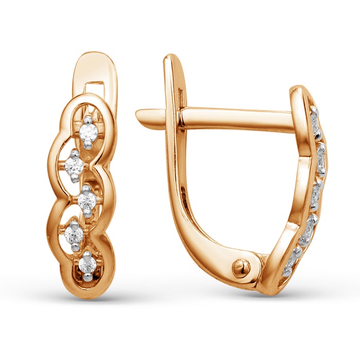 

Серьги из красного золота DINASTIA 000672-1102, фианит, 000672-1102