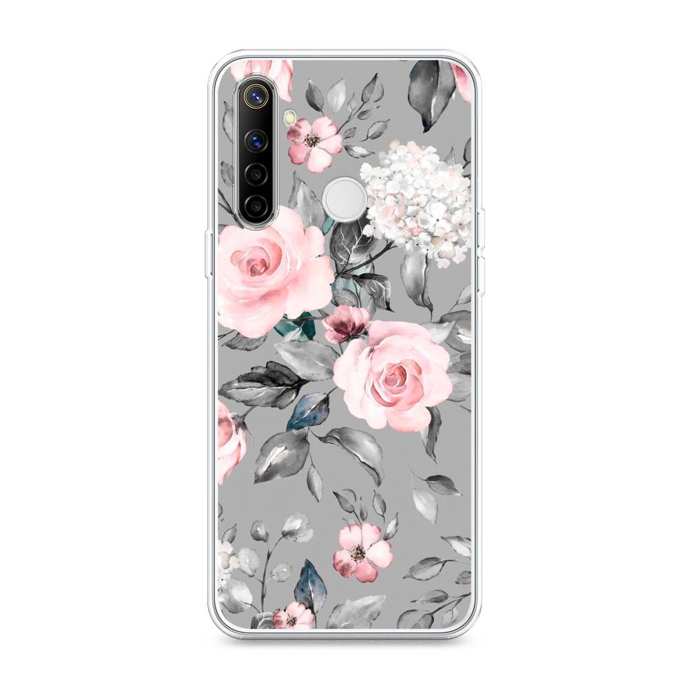 фото Чехол awog "розы на сером" для realme 6i