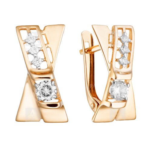 

Серьги из желтого золота Александра кл3686а-62, swarovski, кл3686а-62