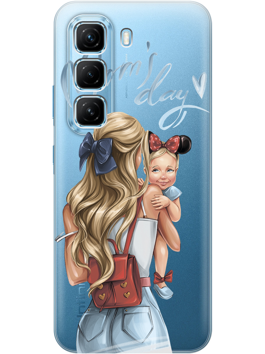 

Силиконовый чехол на Infinix Hot 50 4G с принтом "Мамин день" прозрачный, Прозрачный;белый;голубой, 786718775