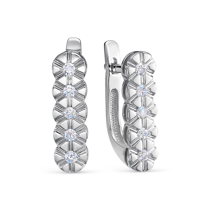 

Серьги из белого золота Бриллианты Костромы 02-3867, бриллиант, 02-3867
