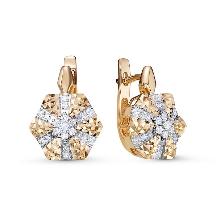 

Серьги из красного золота Бриллианты Костромы 02-3865, бриллиант, 02-3865