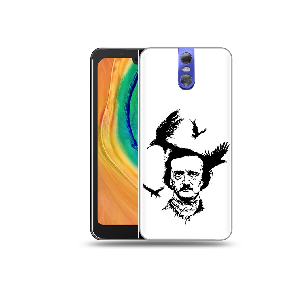 

Чехол MyPads Tocco для Doogee BL7000 Эдгар Аллан черно белый, Прозрачный, Tocco