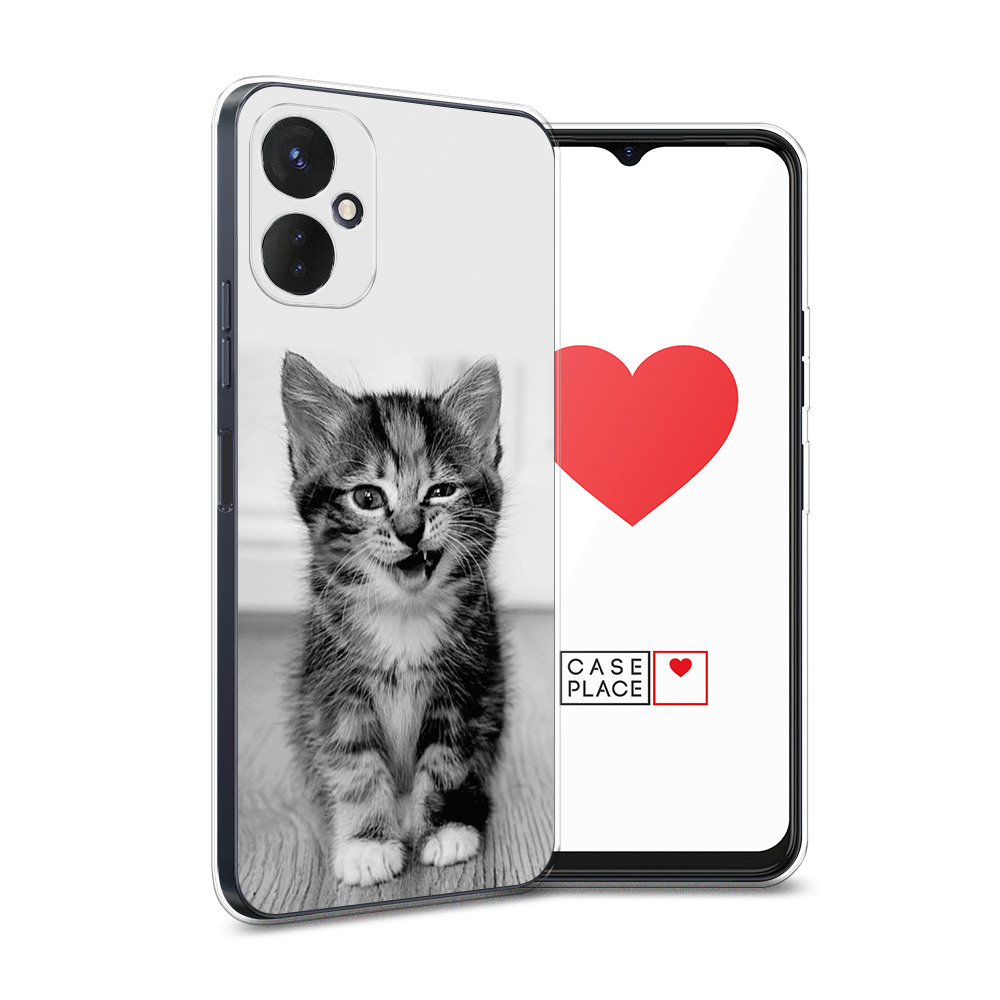 

Силиконовый чехол Awog "Подмигивающий котенок" для Tecno Spark 9 Pro, Серый, 301950-1