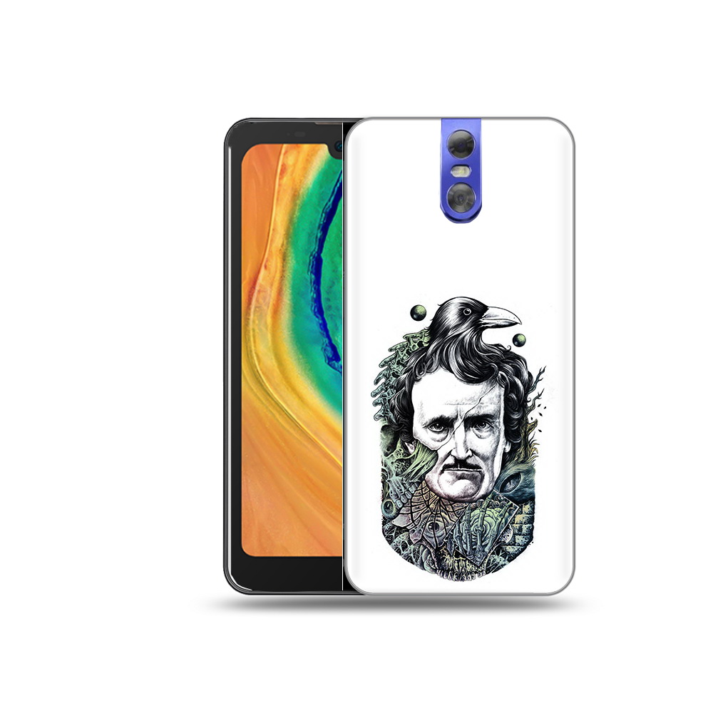 

Чехол MyPads Tocco для Doogee BL7000 Эдгар Аллан с вороном, Прозрачный, Tocco