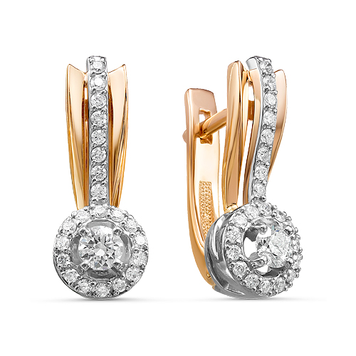 

Серьги из красного золота Бриллианты Костромы 02-3555, бриллиант, 02-3555