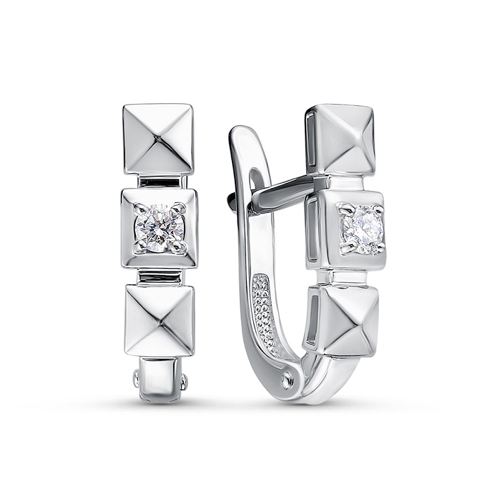 

Серьги из белого золота Бриллианты Костромы 02-3979, бриллиант, 02-3979