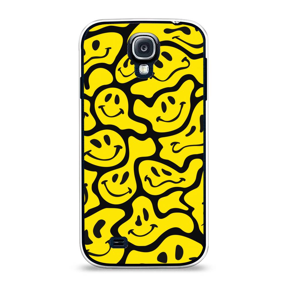 

Чехол на Samsung Galaxy S4 "Расплывчатые смайлики желтые", Черный;желтый, 23950-6
