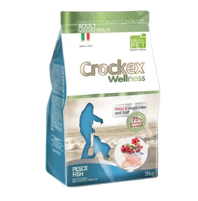 Сухой корм для собак Crockex Wellness Adult Medio-Maxi, рыба, рис, 3кг
