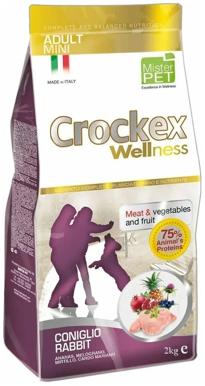 Сухой корм для собак Crockex Wellness Adult Mini, кролик, рис, 2кг