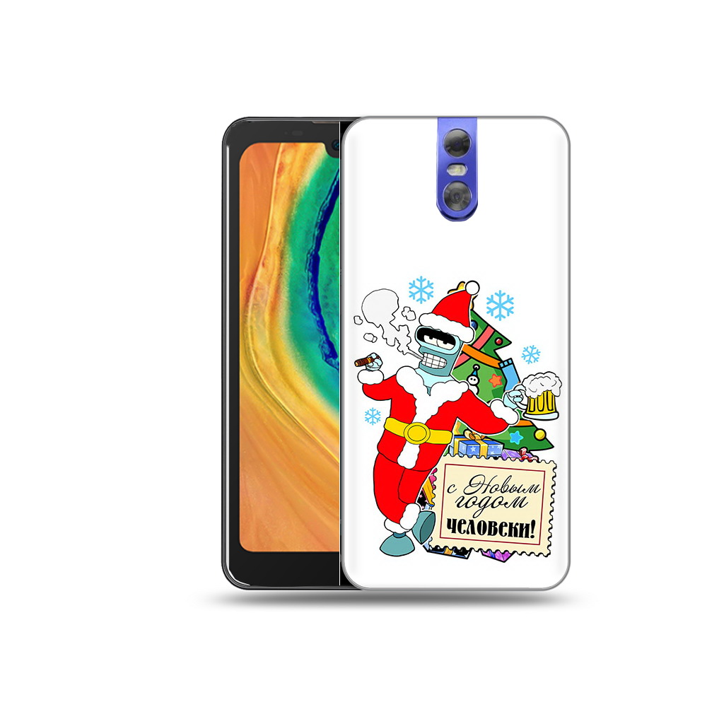 

Чехол MyPads Tocco для Doogee BL7000 С новым годом человеки, Прозрачный, Tocco