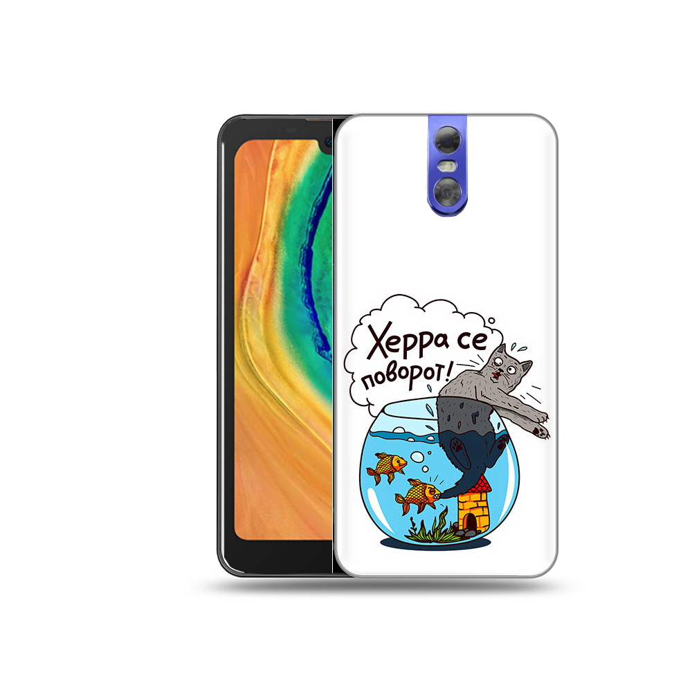 

Чехол MyPads Tocco для Doogee BL7000 Рыбы с котом, Прозрачный, Tocco