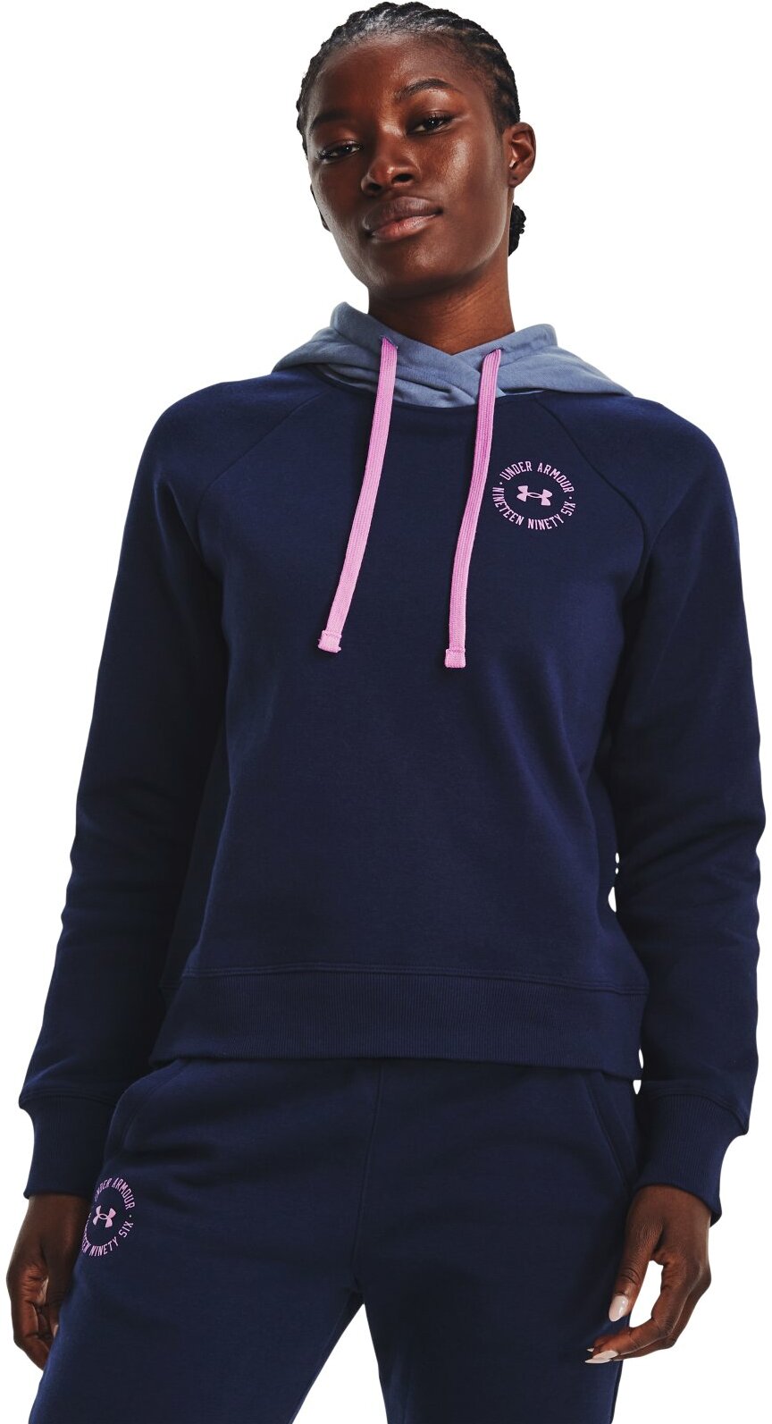 Худи женское Under Armour Rival Fleece Cb Hoodie синее 44-46