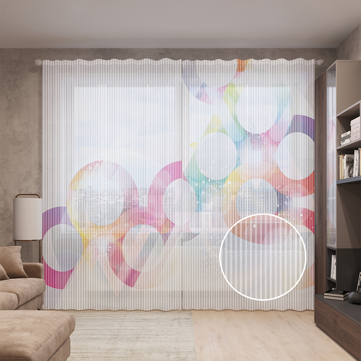 

Тюль вуаль на шторной ленте с принтом JoyArty "Вспыльчивые кольца", 310х265 см, Вспыльчивые кольца