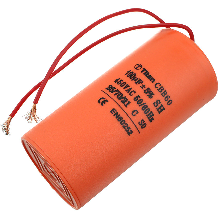 

Конденсатор 100/450V 50/60Hz (5%) пускач, гибкие