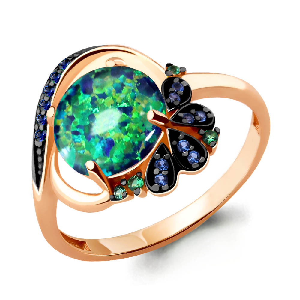 

Кольцо из серебра с изумрудом искусственным Aquamarine Aquamarine 6599996БГ_925_з р, 6599996БГ_925_з