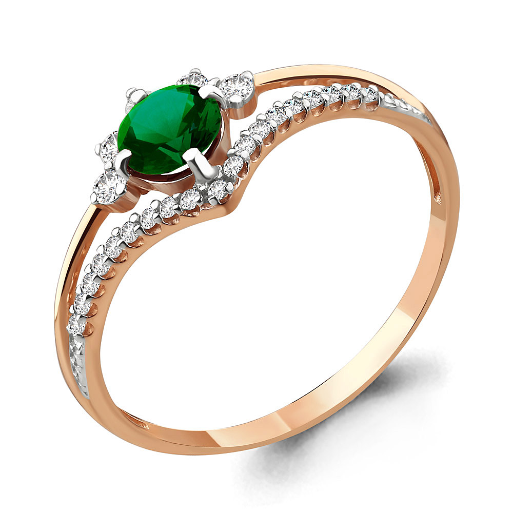 

Кольцо из красного золота с агатом\фианитом Aquamarine Aquamarine 6596409А_585_кз р, 6596409А_585_кз