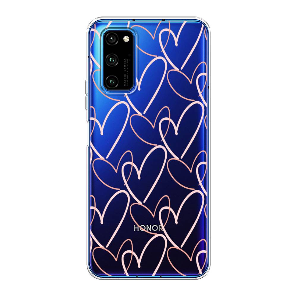 

Чехол на Huawei Honor V30 Pro "Узор из сердечек", Розовый;бежевый, 611450-6