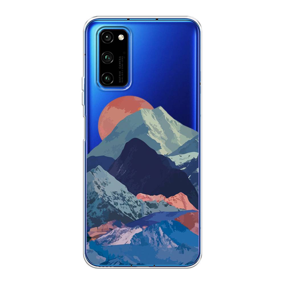 

Чехол на Huawei Honor V30 Pro "Закат в снежных горах", Красный;серый;голубой, 611450-2
